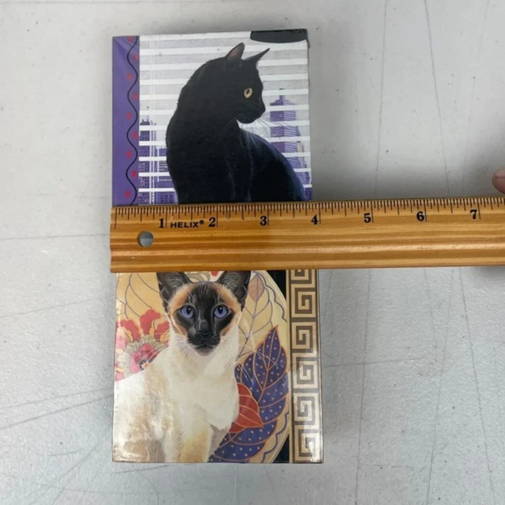 Vintage Cat Notepad Memo Cube Box 4x4 Lot Of 2 Sophisticats By Dakin 1993 New‎